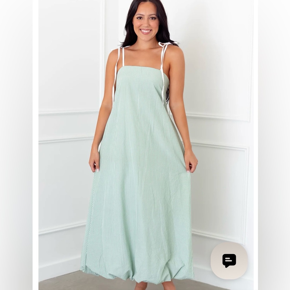 ANITA DRESS - SAGE STRIPE